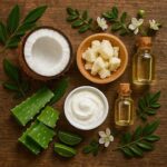 moisturizer ingredients flat lay